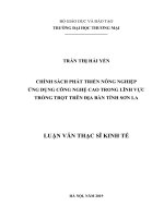 Chính sách phát triển nông nghiệp ứng dụng công nghệ cao trong lĩnh vực trồng trọt trong lĩnh vực trồng trọt trên địa bàn tỉnh Sơn La