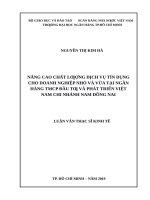 Nâng cao chất lượng dịch vụ tín dụng cho doanh nghiệp nhỏ và vừa tại ngân hàng TMCP đầu tư và phát triển việt nam chi nhánh nam đồng nai 
