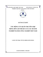 Tác động của quản trị vốn lưu động đến lợi nhuận của các doanh nghiệp ngành công nghiệp việt nam 