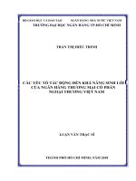 Các yếu tố tác động đến khả năng sinh lời của ngân hàng thương mại cổ phần ngoại thương việt nam 