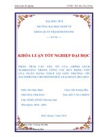 Phân tích các yếu tố của chính sách marketing trong công tác huy động vốn tại Ngân hàng TMCP Sài Gòn thương tín Sacombank chi nhánh Huế trong giai đoạn 20112013