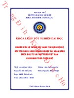 Nghiên cứu hệ thống xếp hạng tín dụng nội bộ đối với khách hàng doanh nghiệp tại Ngân hàng TMCP Đầu tư và Phát triển Việt Nam Chi nhánh Thừa Thiên Huế
