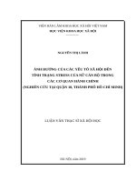 Ảnh hưởng của các yếu tố xã hội đến tình trạng stress của nữ cán bộ trong các cơ quan hành chính