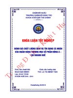 Đánh giá chất lượng dịch vụ tín dụng cá nhân của ngân hàng thương mại cổ phần Đông Á  Chi nhánh Huế