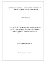 Các nhân tố ảnh hưởng đến rủi ro tín dụng bán lẻ tại ngân hàng tmcp đầu tư và phát triển việt nam   chi nhánh gia lai​  