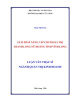(Luận văn thạc sĩ) Giải pháp nâng cấp chuỗi giá trị thanh long Nữ hoàng tỉnh Vĩnh Long