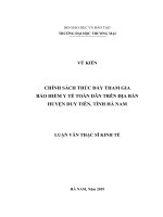 Chính sách thúc đẩy tham gia bảo hiểm y tế toàn dân trên địa bàn huyện Duy Tiên, tỉnh Hà Nam