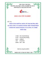 Phân tích những nhân tố ảnh hưởng đến sự hài lòng khách hàng đối với bộ phận chăm sóc khách hàng của công ty TNHH Nhất đại