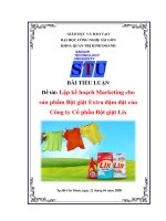 Môn Quản trị marketing: Lập kế hoạch marketing cho sản phẩm bột giặt Extra đậm đặt của công ty cổ phần bột giặt lix