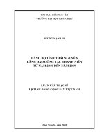 Đảng bộ tỉnh thái nguyên lãnh đạo công tác thanh niên từ năm 2010 đến năm 2019 