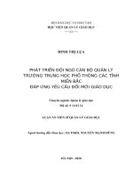 Phát triển đội ngũ cán bộ quản lý trường trung học phổ thông các tỉnh miền bắc đáp ứng yêu cầu đổi mới giáo dục