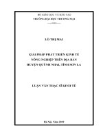 Giải pháp phát triển kinh tế nông nghiệp trên địa bàn huyện Quỳnh Nhai, tỉnh Sơn La