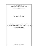 Bài toán xác định nguồn cho phương trình truyền nhiệt tuyến tính một chiều 