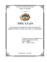 Lập kế hoạch marketing cho sản phẩm sữa không đường lactoza tại công ty Lothamilk