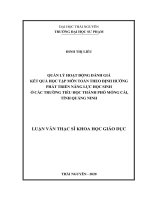 Quản lý hoạt động đánh giá kết quả học tập môn toán theo định hướng phát triển năng lực học sinh ở các trường tiểu học thành phố móng cái, tỉnh quảng ninh 