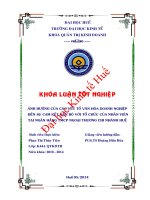 Khóa luận tốt nghiệp Quản trị kinh doanh:Ảnh hưởng của các yếu tố văn hóa doanh nghiệp đến sự cam kết gắn bó với tổ chức của nhân viên tại Ngân hàng thương mại cổ phần Ngoại thương – Chi nhánh Huế