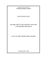Dạy học trực tuyến chủ đề ca dao việt nam cho học sinh lớp 10 (luận văn thạc sĩ) 
