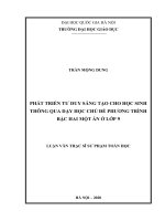 Phát triển tư duy sáng tạo cho học sinh thông qua dạy học chủ đề phương trình bậc hai một ẩn ở lớp 9 