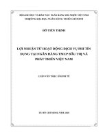 Lợi nhuận từ hoạt động dịch vụ phi tín dụng tại ngân hàng TMCP đầu tư và phát triển việt nam 