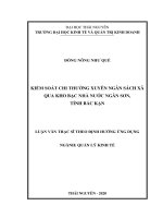 Kiểm soát chi thường xuyên ngân sách xã qua kho bạc nhà nước ngân sơn, tỉnh bắc kạn 