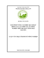 Giải pháp nâng cao hiệu quả hoạt động của các hợp tác xã nông nghiệp trên địa bàn tỉnh thái nguyên (luận văn thạc sĩ) 