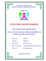 skkn một số biện pháp chỉ đạo nhằm tăng kỹ năng ứng dụng công nghệ thông tin trong dạy học cho giáo viên 