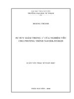 Sự suy giảm trong l2 của nghiệm yếu cho phương trình navier stokes 