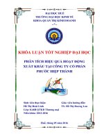 Phân tích hiệu quả hoạt động xuất khẩu tại công ty cổ phần Phước Hiệp Thành