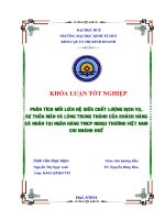 Phân tích mối liên hệ giữa chất lượng dịch vụ, sự thỏa mãn và lòng trung thành của khách hàng cá nhân tại ngân hàng TMCP Ngoại thương Việt Nam  Chi nhánh Huế