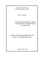 Chủ đề tình yêu đôi lứa trong văn xuôi viết về chiến tranh của bảo ninh (luận văn thạc sĩ) 