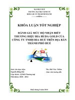 Đánh giá mức độ nhận biết thương hiệu bia Huda Gold của công ty TNHH Bia Huế trên địa bàn thành phố Huế