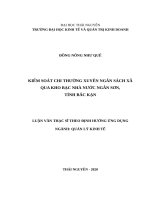 Kiểm soát chi thường xuyên ngân sách xã qua kho bạc nhà nước ngân sơn, tỉnh bắc kạn 
