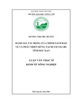 Đánh giá tác động của chính sách bảo vệ và phát triển rừng tại huyện ba bể, tỉnh bắc kạn (luận văn thạc sĩ) 