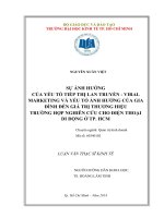 Sự ảnh hưởng của yếu tố tiếp thị lan truyền   viral marketing và yếu tố ảnh hưởng của gia đình đếngiá trị thương hiệu trường hợp nghiên cứu cho điện thoại di động 