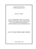 Quản lý bồi dưỡng năng lực dạy học cho giáo viên trung học cơ sở ở huyện lục nam, tỉnh bắc giang đáp ứng chương trình giáo dục phổ thông mới 