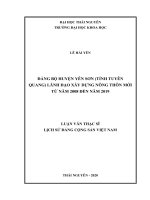 Đảng bộ huyện yên sơn (tỉnh tuyên quang) lãnh đạo xây dựng nông thôn mới từ năm 2008 đến năm 2019 