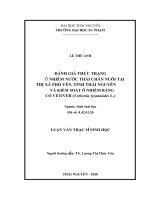 Đánh giá thực trạng ô nhiễm nước thải chăn nuôi tại thĩ xã phổ yên, tỉnh thái nguyên và kiểm soát ô nhiễm bằng cỏ vetiver (vetiveria zizanioides l) 