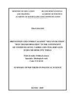 Phòng, chống tự diễn biến tự chuyển hóa trong đội ngũ cán bộ, công chức cấp xã của thành phố hồ chí minh hiện nay tt tiếng anh 