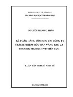 Luận văn thạc sĩ Kế toán hàng tồn kho tại công ty TNHH vàng bạc và thương mại dịch vụ tiến lực 