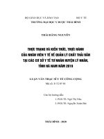 Thực trạng và kiến thức, thực hành của nhân viên y tế về quản lý chất thải rắn tại các cơ sở y tế tư nhân huyện lý nhân, tỉnh hà nam năm 2019  