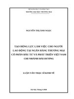 Luận văn Tạo động lực làm việc cho người lao động tại ngân hàng TMCP đầu tư và phát triển việt nam   chi nhánh hải dương 