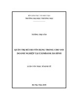 luận văn Quản trị rủi ro tín dụng trong cho vay doanh nghiệp tại eximbank ba đình 