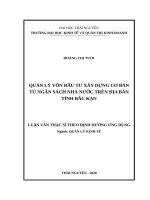Quản lý vốn đầu tư xây dựng cơ bản từ ngân sách nhà nước trên địa bàn tỉnh bắc kạn 
