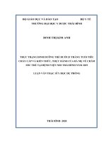 Thực trạng dinh dưỡng trẻ dưới 25 tháng tuổi tiêu chảy cấp và kiến thức, thực hành của bà mẹ về chăm sóc trẻ tại bệnh viện nhi thái bình năm 2019   