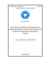 Thực trạng sức khỏe tâm thần học đường ở học sinh tiểu học và một số yếu tố liên quan, tại huyện tương dương tỉnh nghệ an năm 2019  
