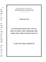 Luận văn thạc sĩ Kế toán hoạt động thu chi tại viện kỹ thuật công trình đặc biệt 