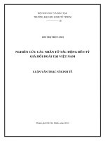 Nghiên cứu các nhân tố tác động đến tỷ giá hối đoái tại việt nam 