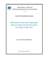 Phân tích các yếu tố tác động đến việc lựa chọn nắm giữ tiền mặt ở các công ty việt nam 
