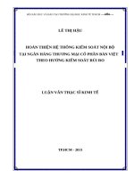 Hoàn thiện hệ thống kiểm soát nội bộ tại ngân hàng thương mại cổ phần bản việt theo hướng kiểm soát rủi ro 