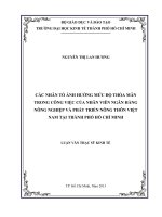 Các nhân tố ảnh hưởng mức độ thỏa mãn trong công việc của  nhân viên ngân hàng nông nghiệp và phát triển nông thôn việt nam tại thành phố hồ chí minh 